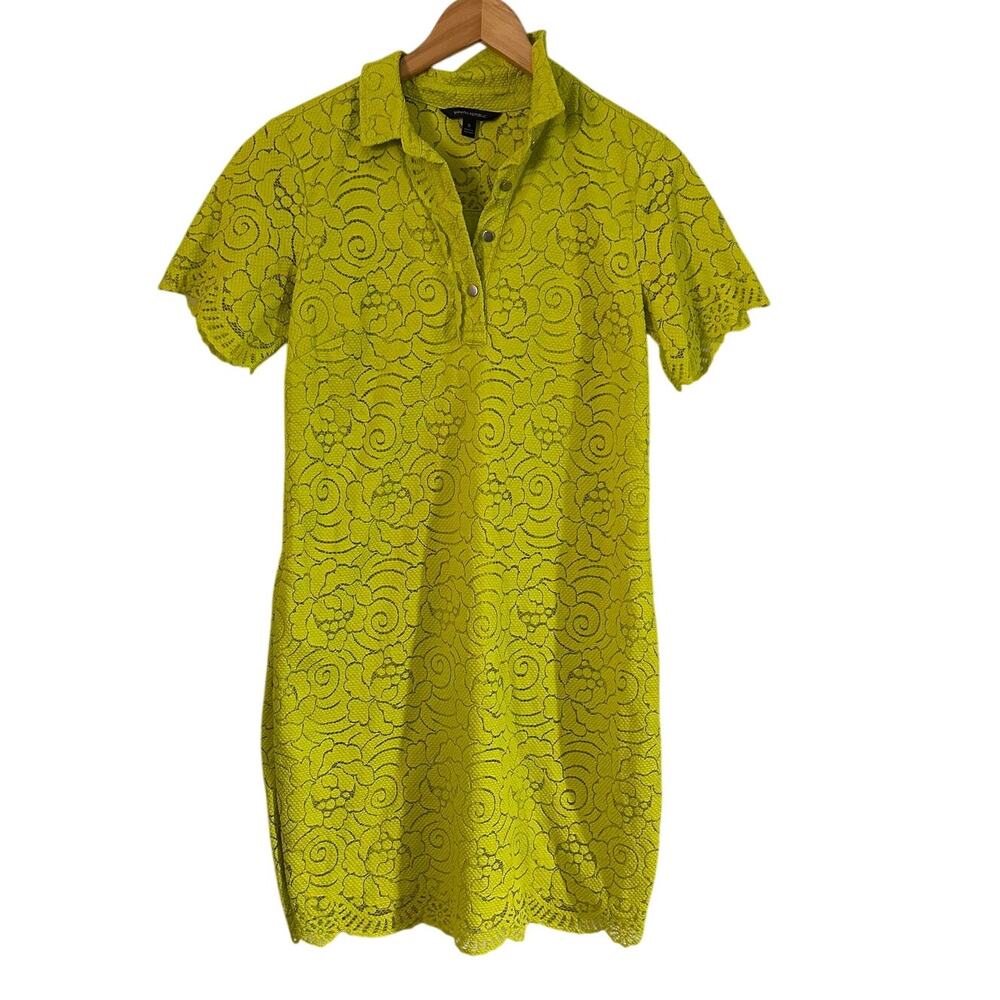 Banana Republic Sun Palm Green Floral Lace Shirtdress